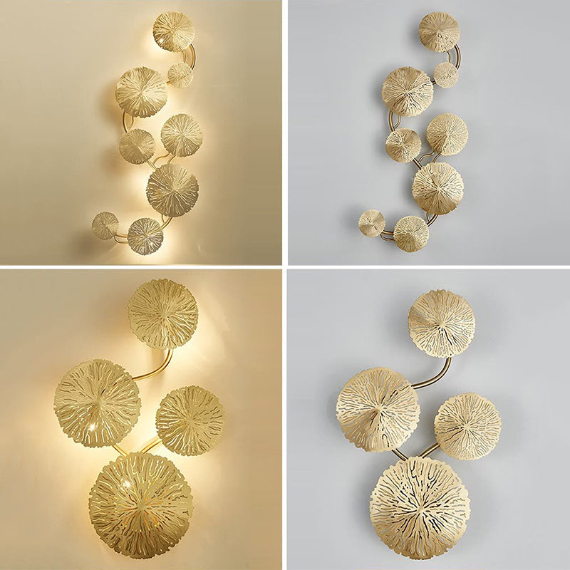 Metal Gold Wall Lamp in Modern Creative Style Stainless-Steel Lotus Shape Wall Sconce for Bedroom