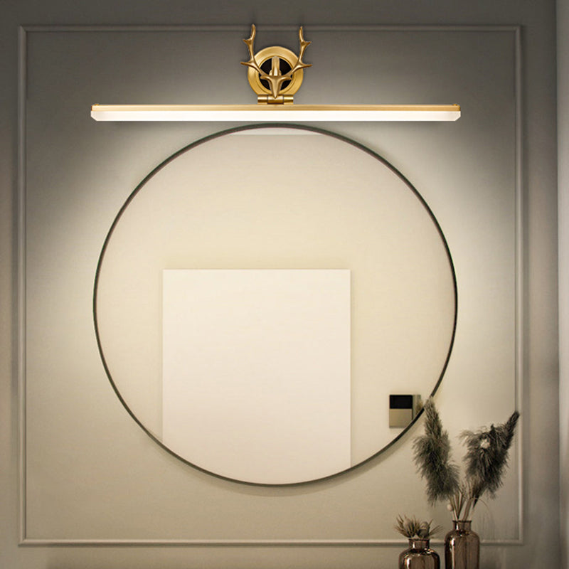 Acconde da parete da parete lineare a 1 luce moderna moderna illuminazione da parete specchio in stile semplice in oro