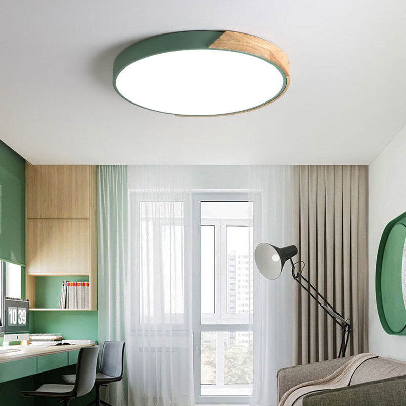 1-Head Round Flush Mount Ceiling Light Fixtures Modern Metal Led Flush Light