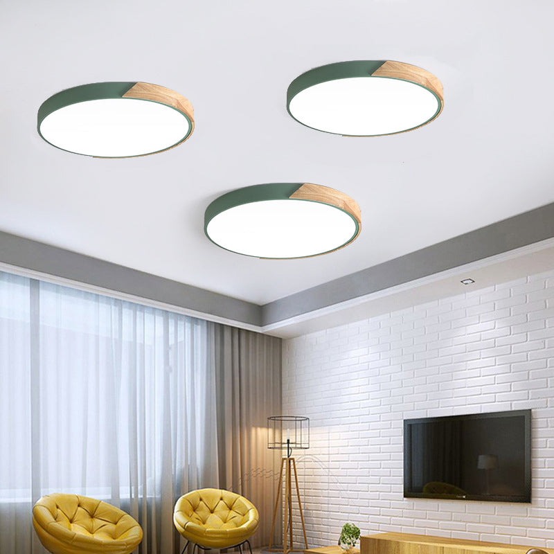 1-Head Round Flush Mount Ceiling Light Fixtures Modern Metal Led Flush Light