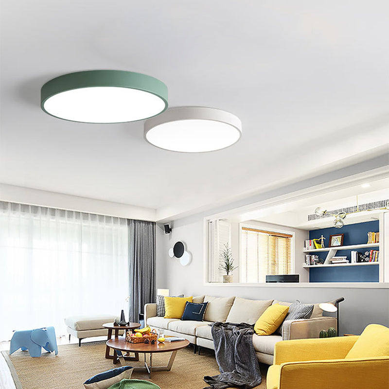 1-Head Round Flush Mount Ceiling Light Fixtures Modern Metal Led Flush Light