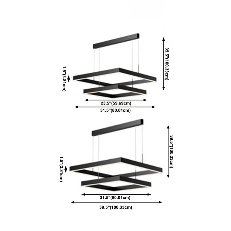 Múltiples cuadrados accesorios de iluminación colgante de araña moderna para comedor