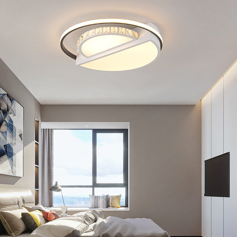 Modern Flushmount Light Metal Integrated Led Flush Ceiling Light in White for Living Room
