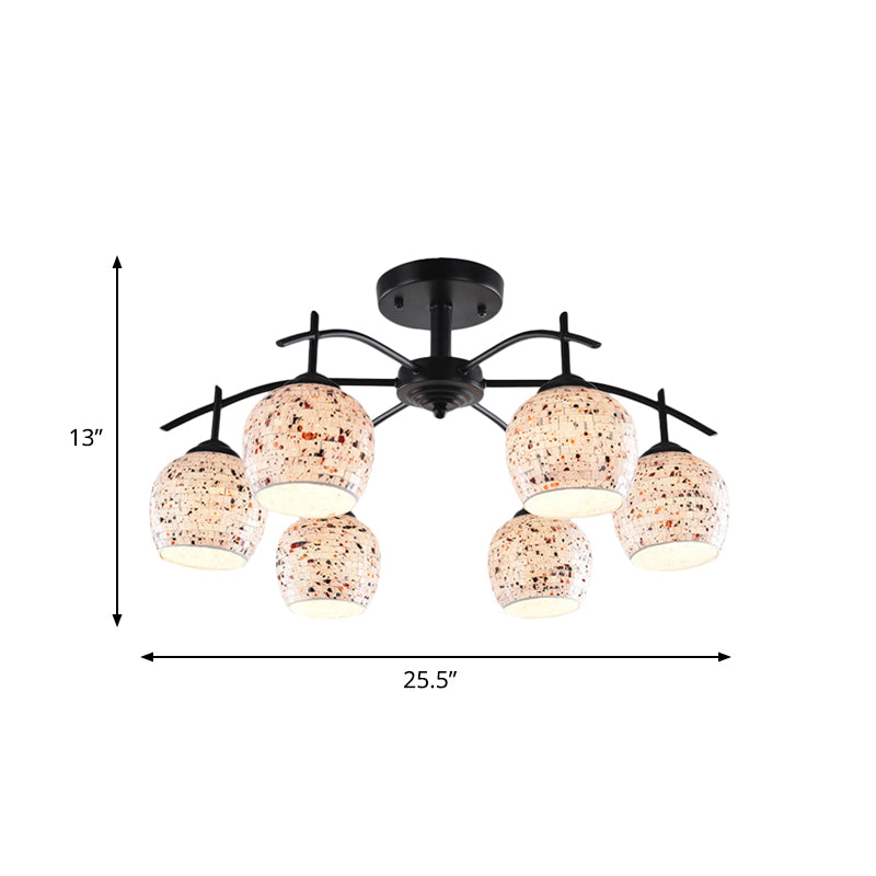 Mosaico negro Semi Flush Mount Tiffany Style 7/8/9 Luces Glass Cerca de la lámpara de techo