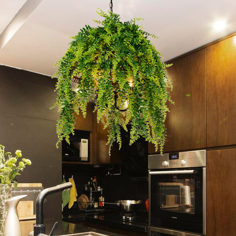 3 bollen metaal kroonluchter verlichting retro groene plant restaurant LED hangend plafondlicht