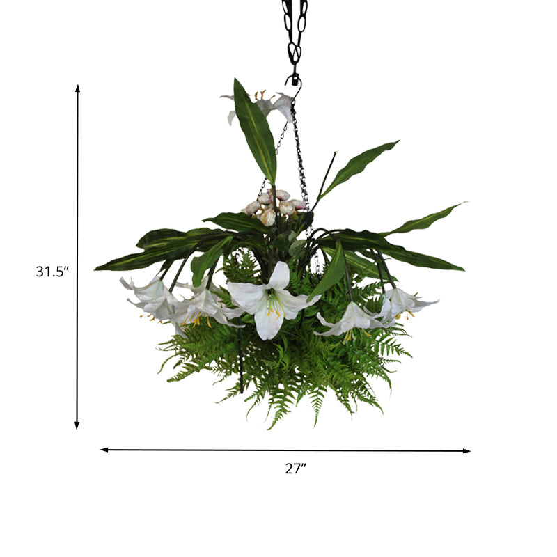 12 cabezas Candelier de metal Candelier Industrial Green Lily Restaurant Leding Down Lighting