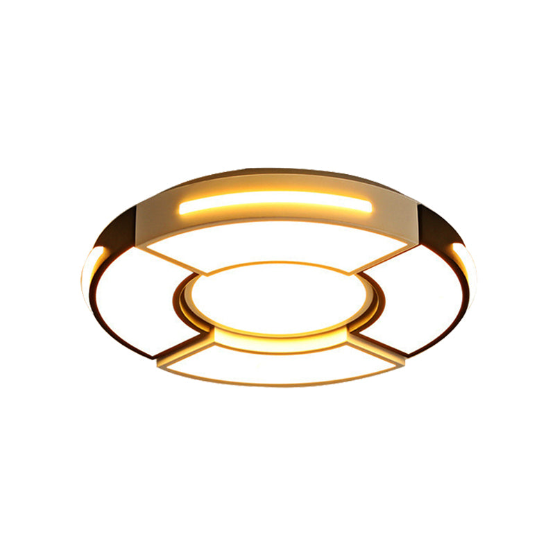 Plafonnier rond unique en acrylique moderne, 16/19,5/23,5 pouces, noir, chaud/blanc