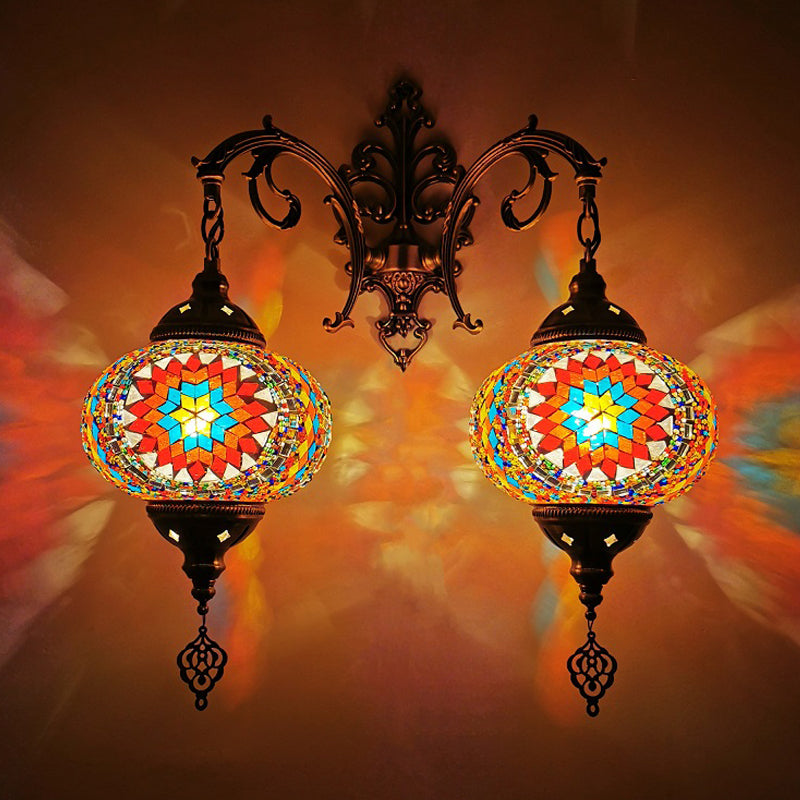 Turkse bol SCONCE LIMMUTE 2 BLIMBEN Handgebroken glazen wandmontage verlichting in wit/rood/roze