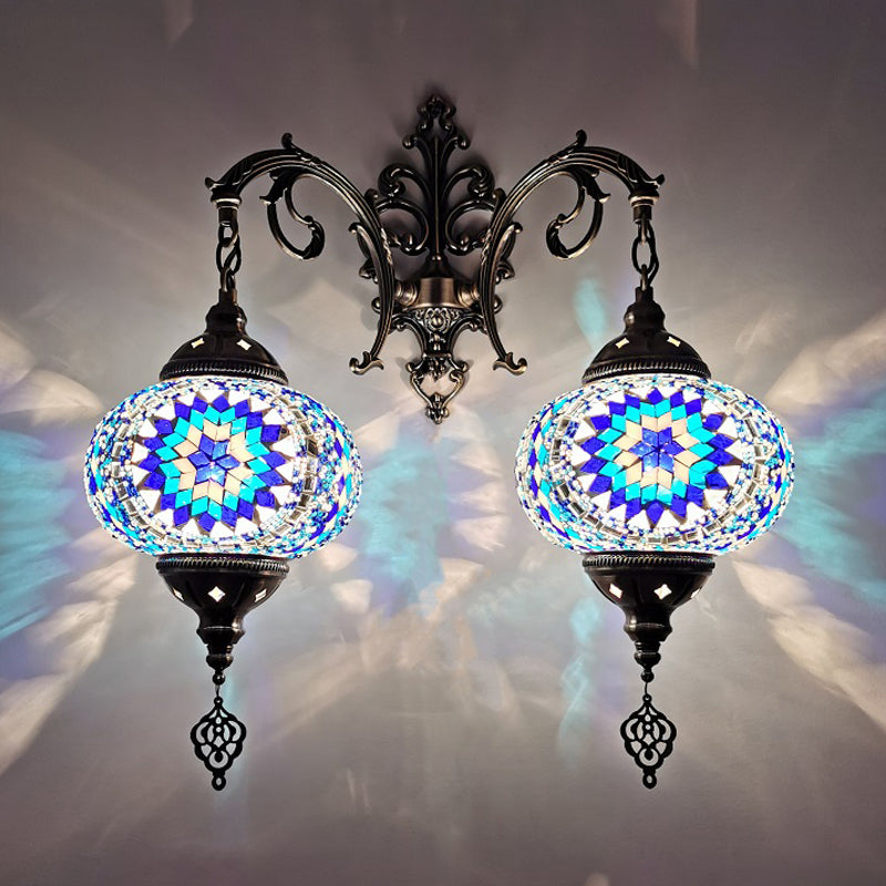 Turkse bol SCONCE LIMMUTE 2 BLIMBEN Handgebroken glazen wandmontage verlichting in wit/rood/roze