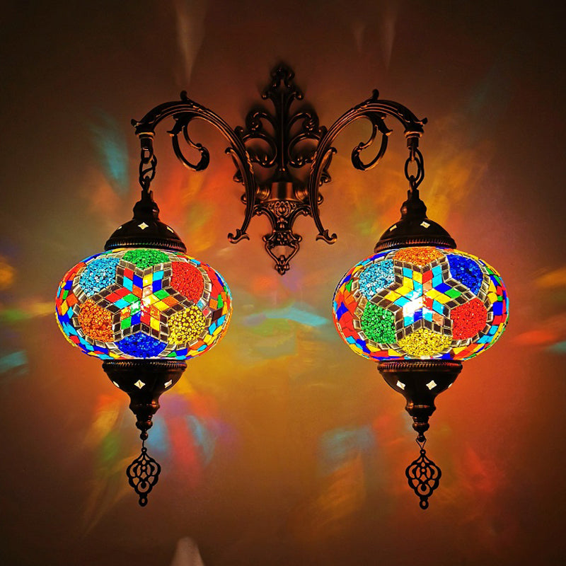 Turkse bol SCONCE LIMMUTE 2 BLIMBEN Handgebroken glazen wandmontage verlichting in wit/rood/roze