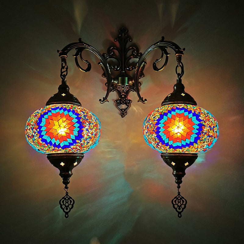 Turkse bol SCONCE LIMMUTE 2 BLIMBEN Handgebroken glazen wandmontage verlichting in wit/rood/roze