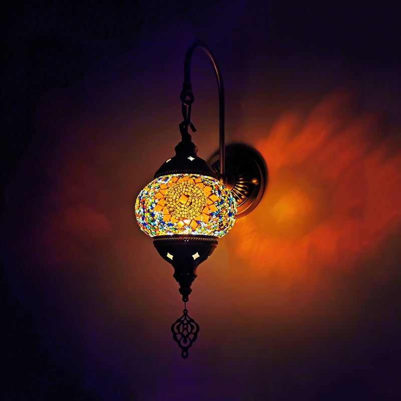 1 Light Wall Sconce Lighting Decorative Global Hand Rolled Art Glass Wall Mount Lamp in Red/Orange/Green