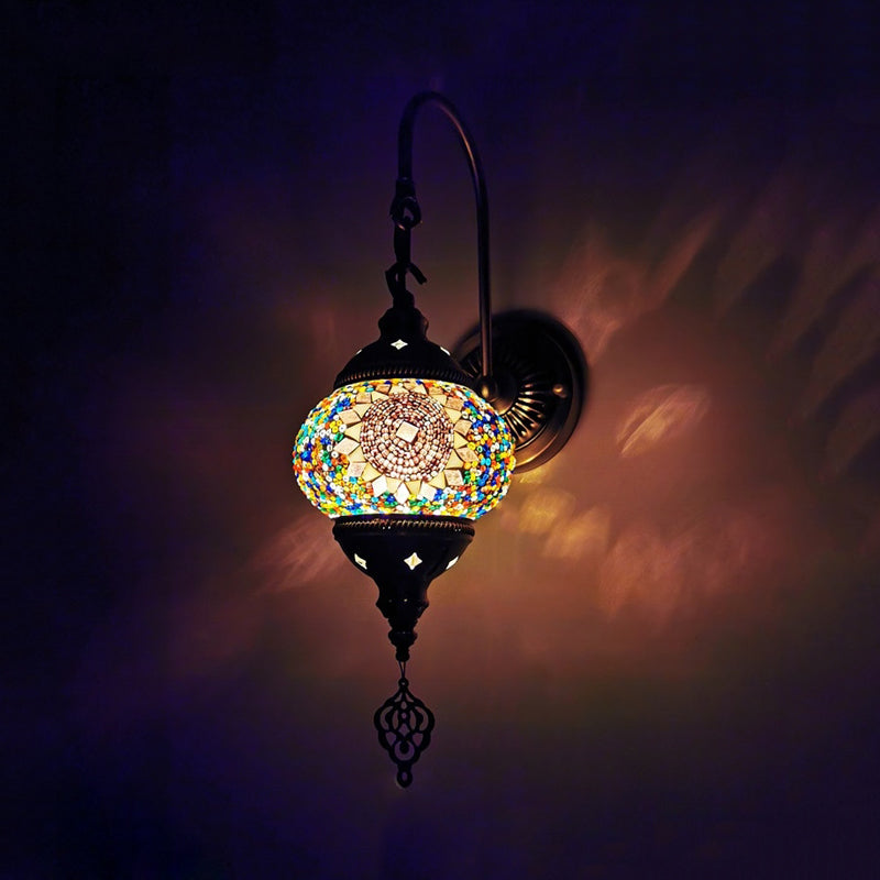 1 Light Wall Sconce Lighting Decorative Global Hand Rolled Art Glass Wall Mount Lamp in Red/Orange/Green