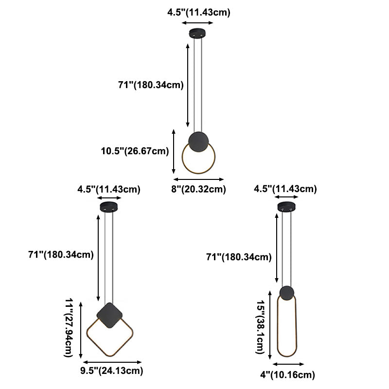 Rectangular/Oval/Circular Metal LED Modern Pendant for Living Room Bathroom Dinning Room