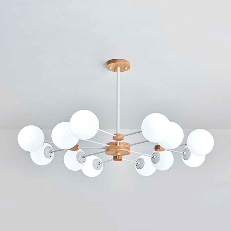 Araña de vidrio de leche opaca dorada para la sala de estar de vestíbulo dormitorio