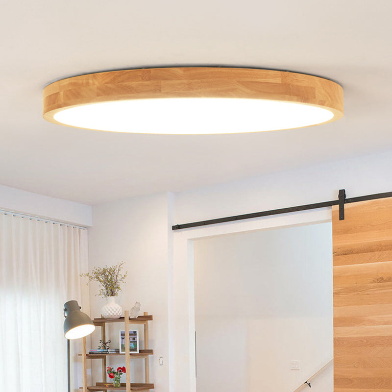 Lámpara de techo circular de montaje empotrado con arte en madera para sala de reuniones de oficina