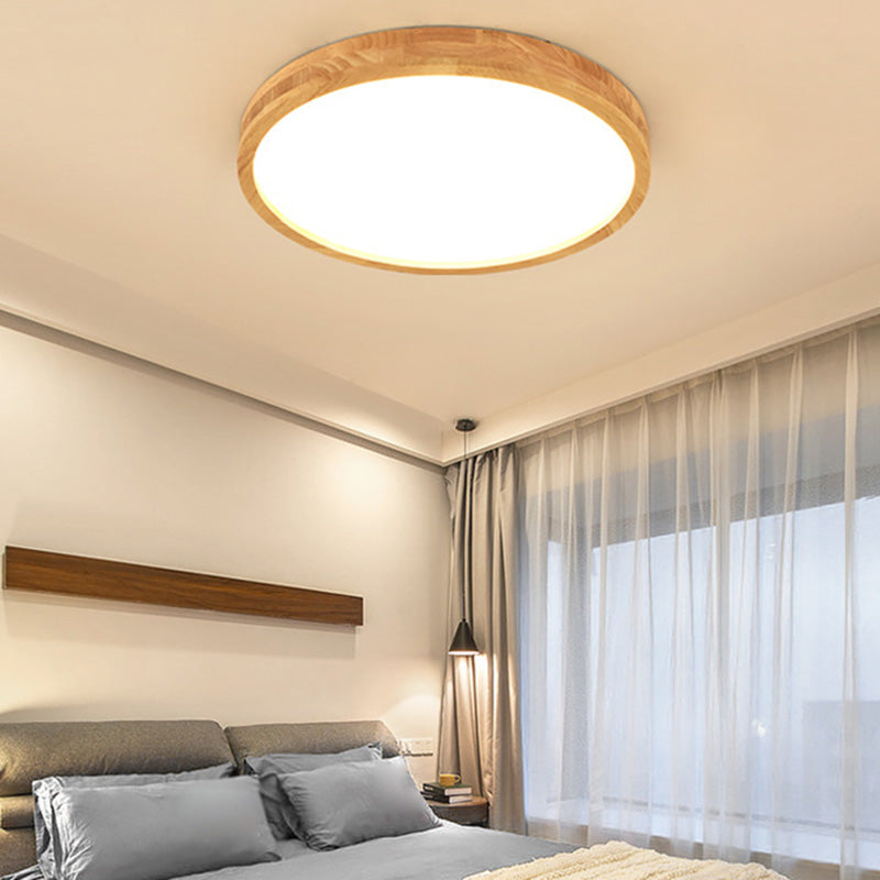 Plafonnier encastré circulaire avec art en bois pour bureau, salle de réunion
