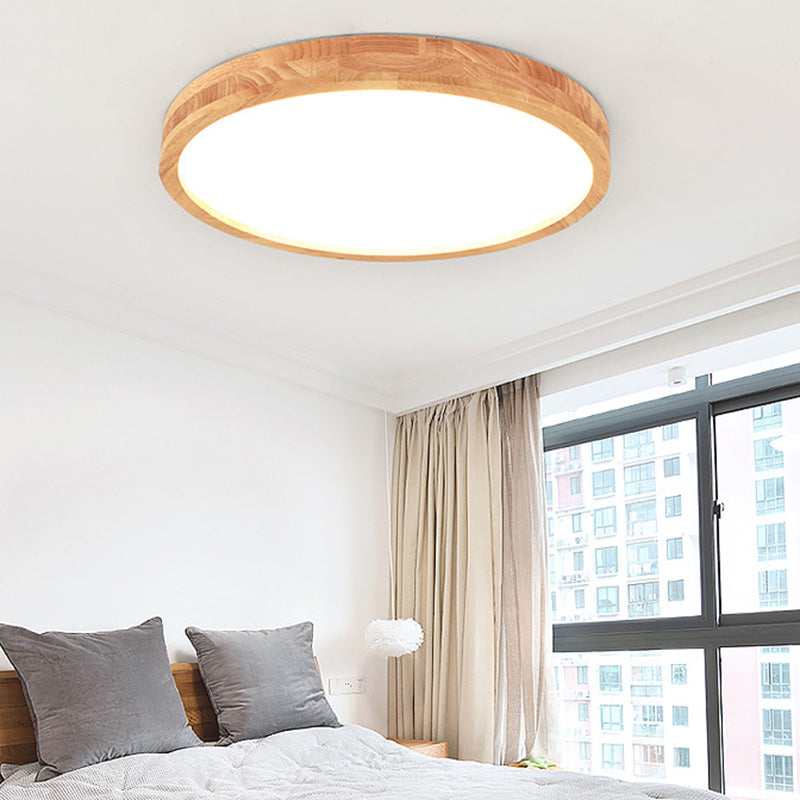 Plafonnier encastré circulaire avec art en bois pour bureau, salle de réunion