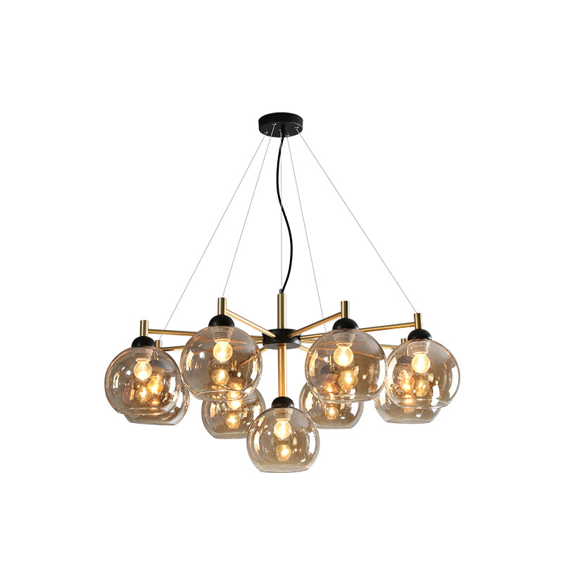 Chandelier en forma de mundo con sombra transparente de estilos modernos para el comedor