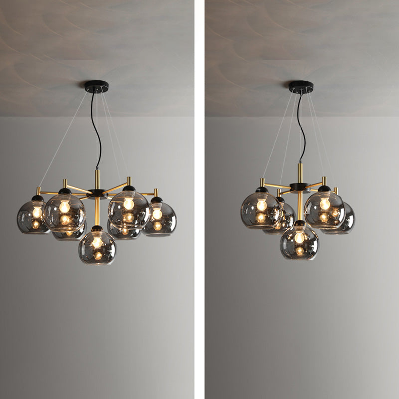 Chandelier en forma de mundo con sombra transparente de estilos modernos para el comedor