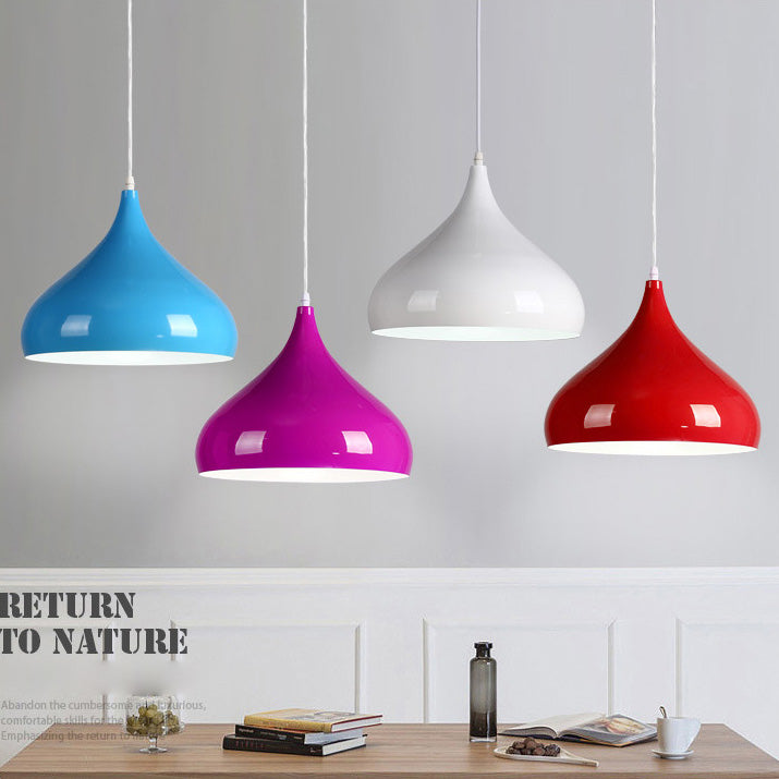 Metal Hanging Light Nordic Style Macron Color Pendant Light Conical Shape Hanging Light for Kitchen