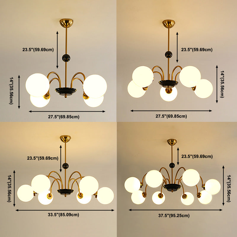 Luces de lámpara moderna con vidrio de ópalo blanco esmerilado para el dormitorio del comedor