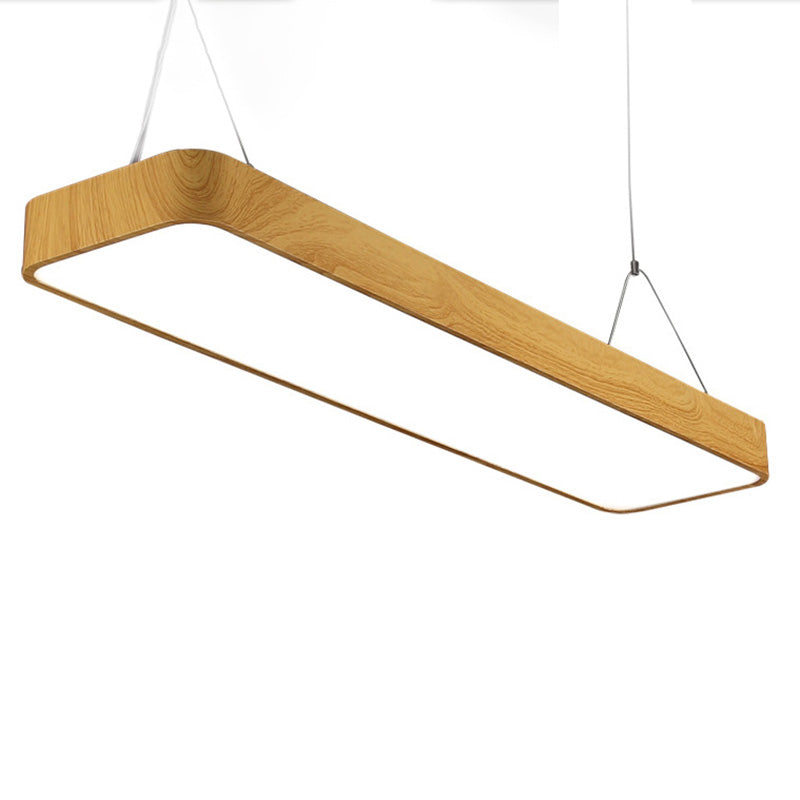 Wood Rectangle Led Pendent in Modern Style 45W Led Suspended Lights for Office Conference Room