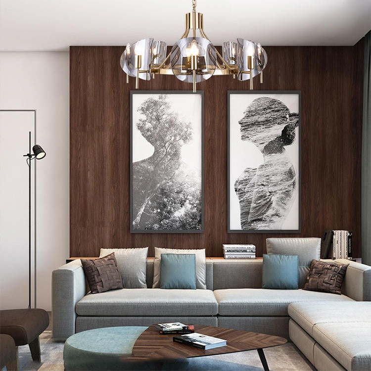 Smokey-Glass Anhänger Beleuchtungskörper Moderner Kronleuchter für Wohnzimmer