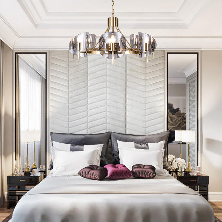 Smokey-Glass Anhänger Beleuchtungskörper Moderner Kronleuchter für Wohnzimmer