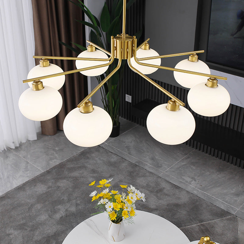 Araña de la esfera lámpara de vidrio de ópalo blanca esmerilado para comedor para comedor