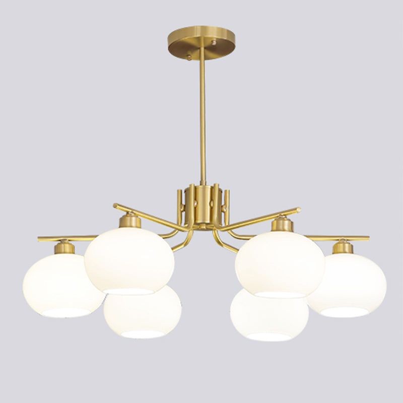 Araña de la esfera lámpara de vidrio de ópalo blanca esmerilado para comedor para comedor