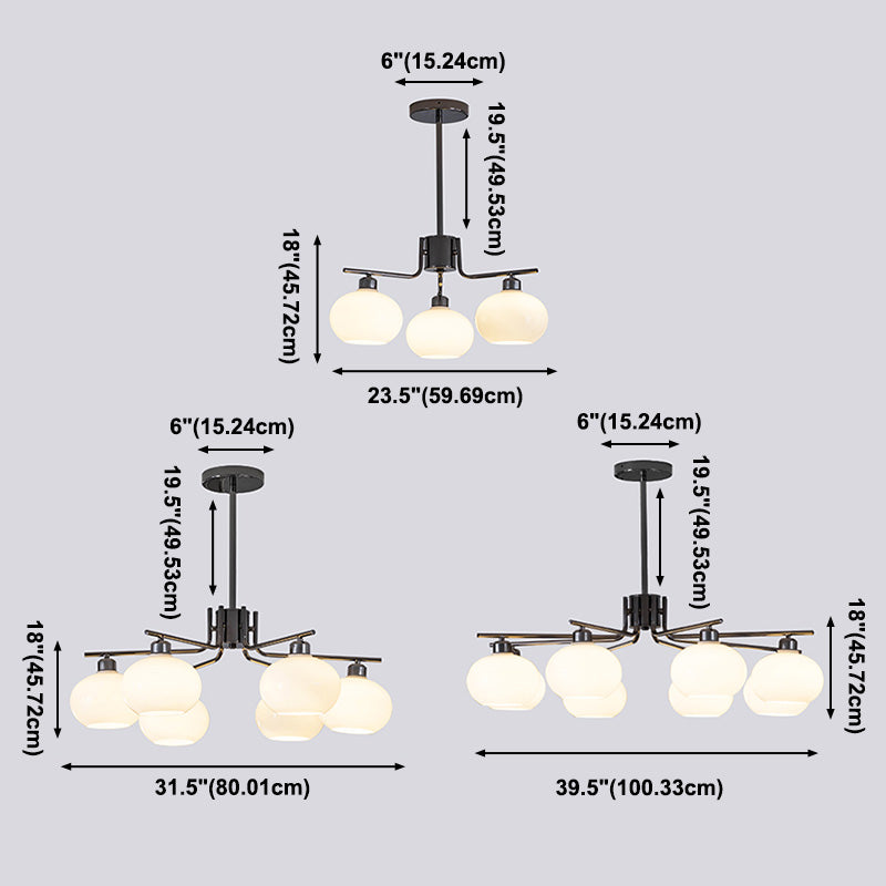 Araña de la esfera lámpara de vidrio de ópalo blanca esmerilado para comedor para comedor