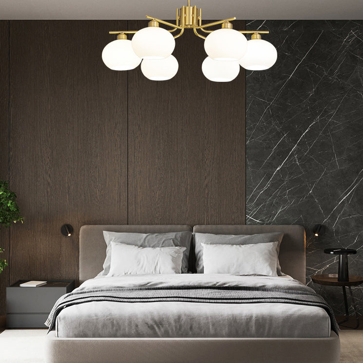 Araña de la esfera lámpara de vidrio de ópalo blanca esmerilado para comedor para comedor