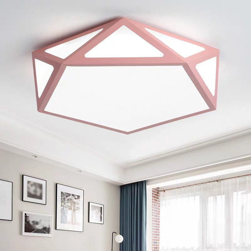 Creative Geometric Flush Mount Ceiling Light Colorful Macaron Lamp for Kid's Room