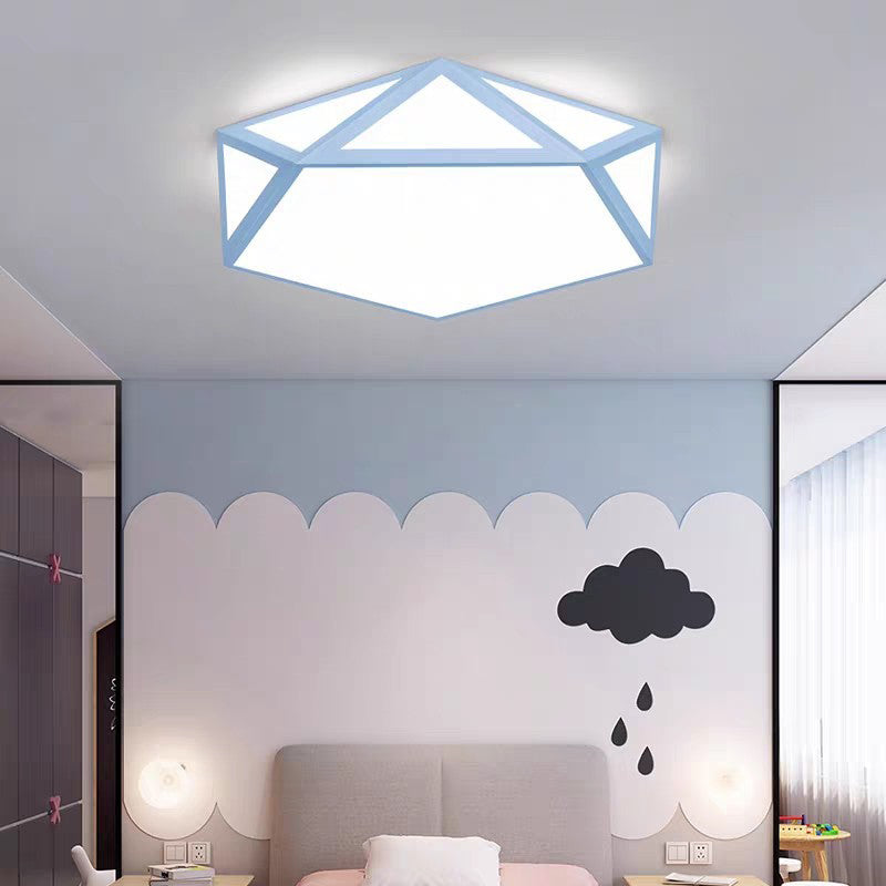 Creative Geometric Flush Mount Ceiling Light Colorful Macaron Lamp for Kid's Room