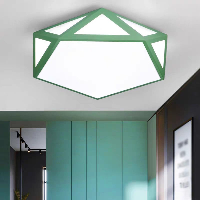 Creative Geometric Flush Mount Ceiling Light Colorful Macaron Lamp for Kid's Room
