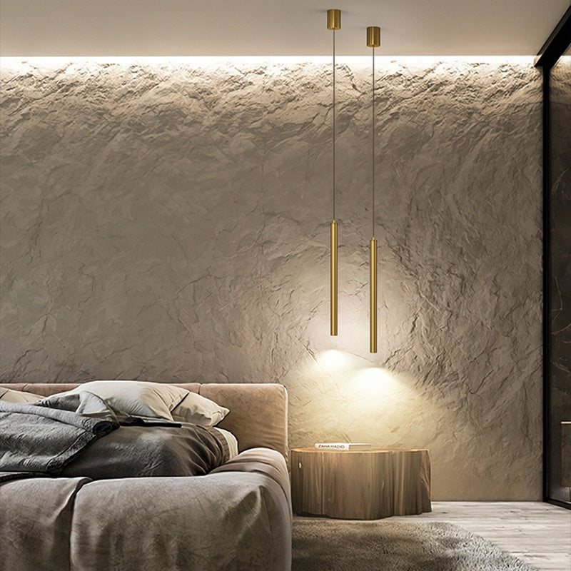 Modern Round Metal Tube 3W LED Pendant Light Long Line Lamps for Bedroom Dinning Room