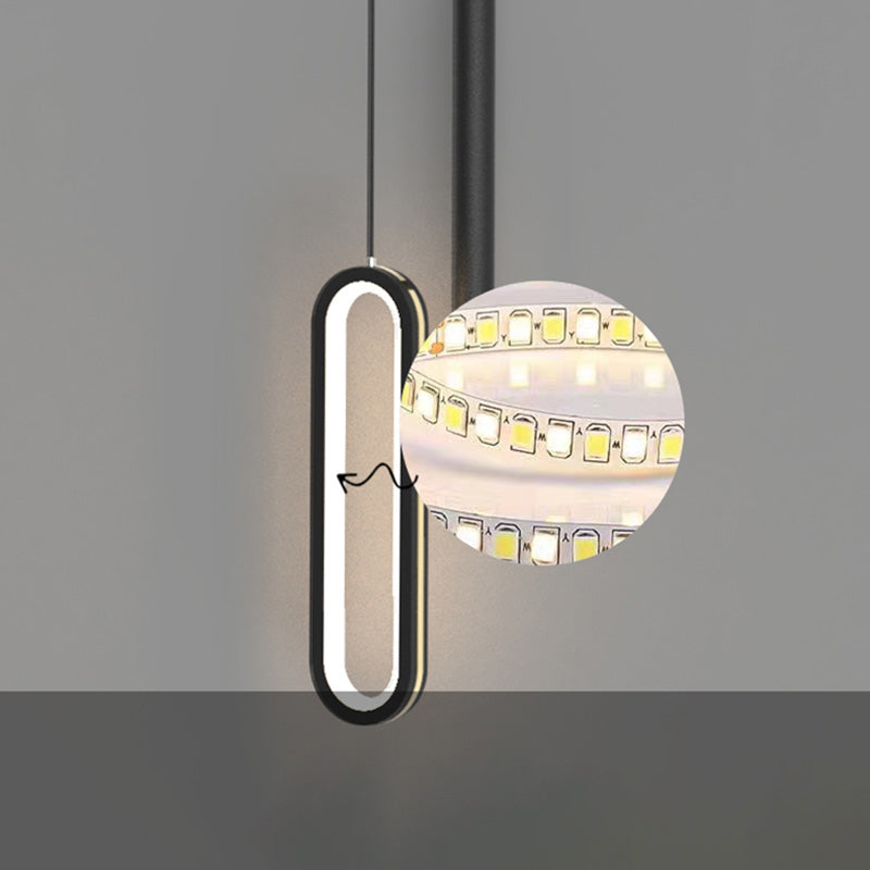 Moderne Röhre und ovales 14 -W -Anhänger helles Schlafzimmer Wohnzimmer Esszimmer LED schwarzer Aluminium Anhänger