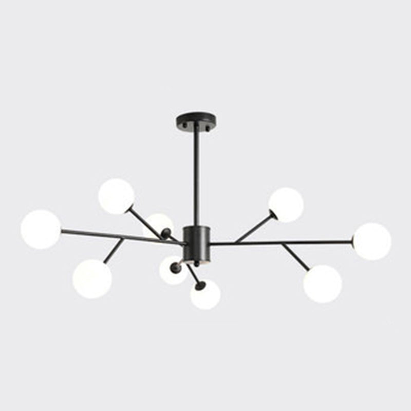 Accesorios de iluminación de araña de rama Candelera de sombra de vidrio esmerilado para dormitorio de sala de estar