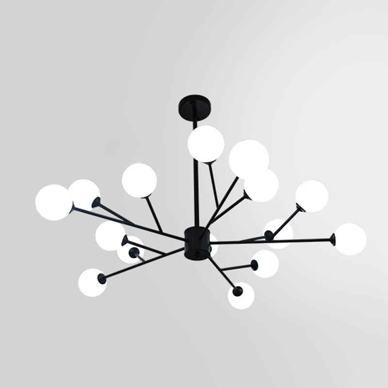 Accesorios de iluminación de araña de rama Candelera de sombra de vidrio esmerilado para dormitorio de sala de estar