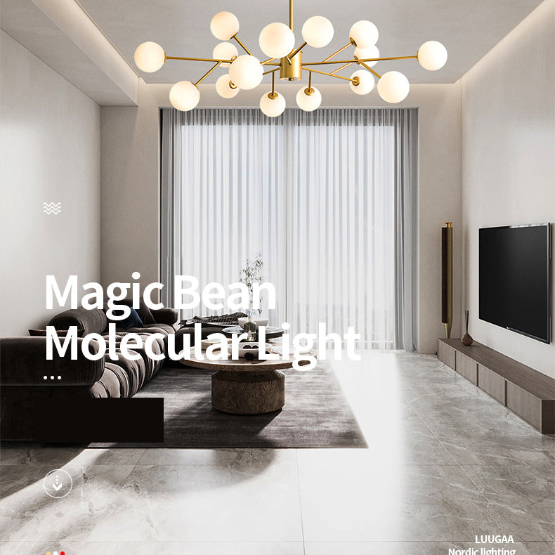 Accesorios de iluminación de araña de rama Candelera de sombra de vidrio esmerilado para dormitorio de sala de estar