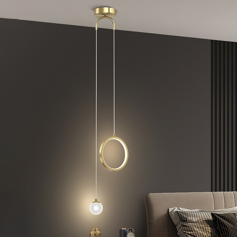 Contemporary Circular Ring Pendant LED Pendant in Golden for Bar Study Room