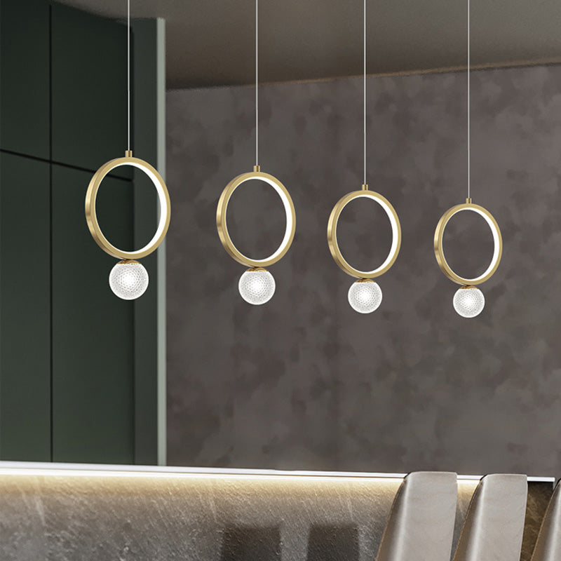 Contemporary Circular Ring Pendant LED Pendant in Golden for Bar Study Room
