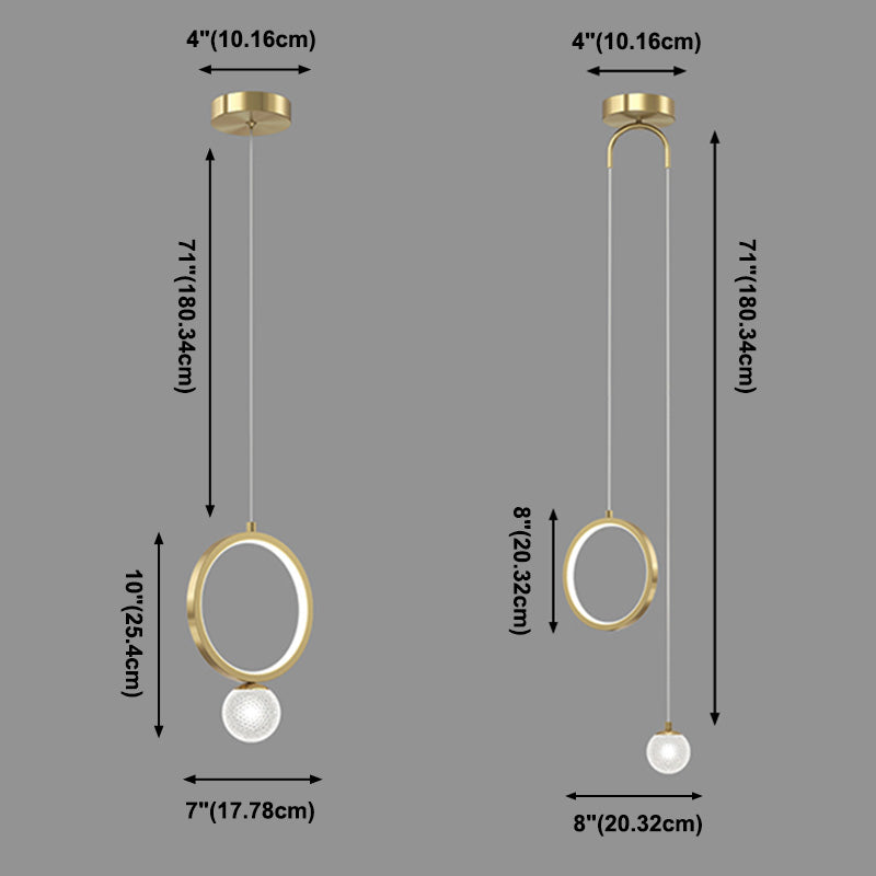 Contemporary Circular Ring Pendant LED Pendant in Golden for Bar Study Room