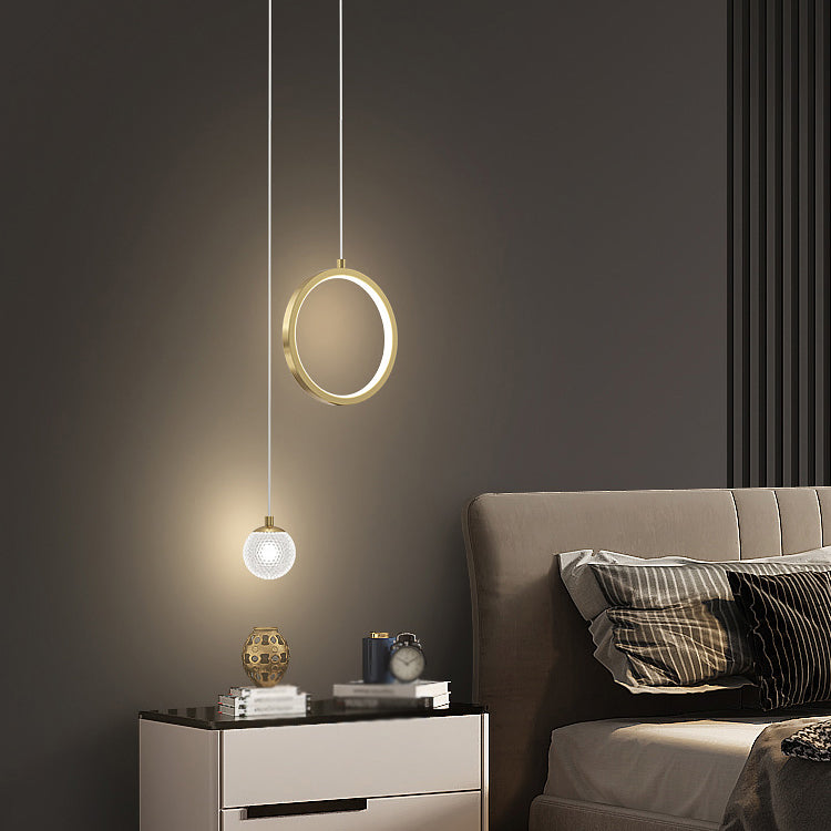 Contemporary Circular Ring Pendant LED Pendant in Golden for Bar Study Room