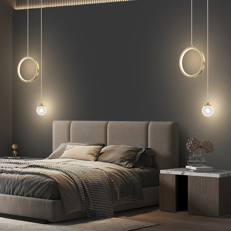 Contemporary Circular Ring Pendant LED Pendant in Golden for Bar Study Room