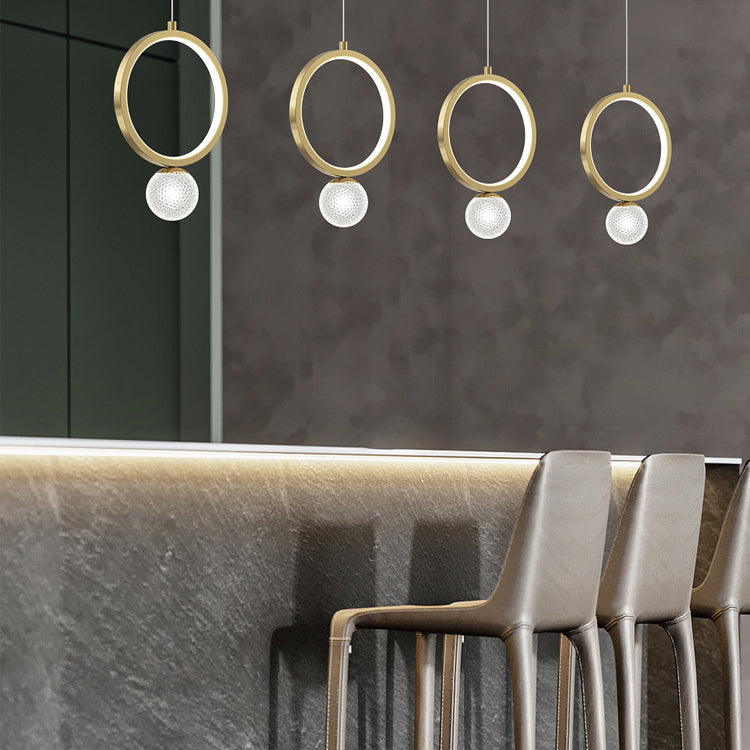 Contemporary Circular Ring Pendant LED Pendant in Golden for Bar Study Room