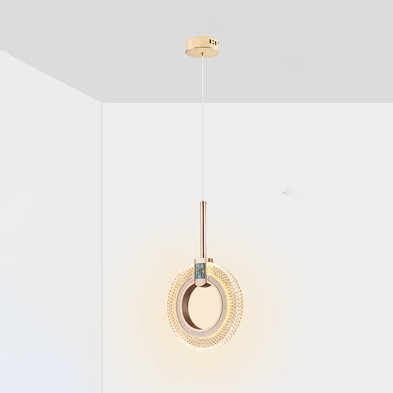 One-Light Oval Acrylic Frame Pendant Light Modern Golden Pendant Lighting