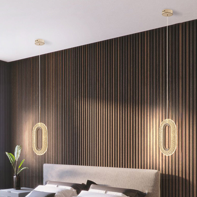 One-Light Oval Acrylic Frame Pendant Light Modern Golden Pendant Lighting