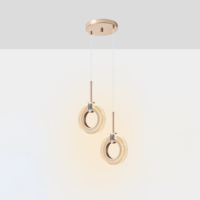 One-Light Oval Acrylic Frame Pendant Light Modern Golden Pendant Lighting